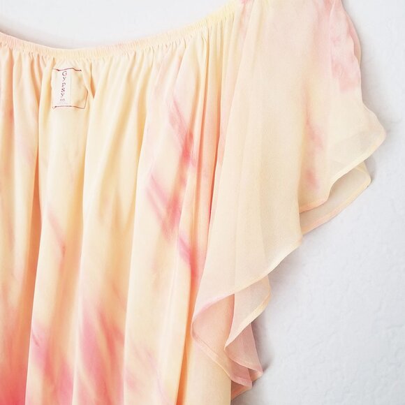 Gypsy 05 100% Silk Flutter Mini Dress Sunset Ombre Fairy Romantic Coquette Beach - Picture 9 of 16